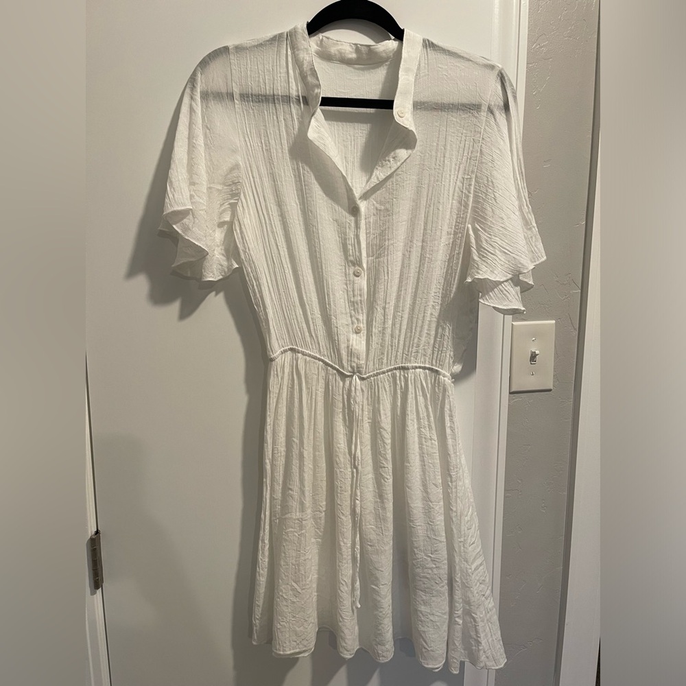 Drawstring buttoned cover-up dress